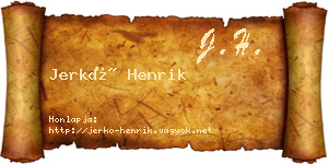 Jerkó Henrik névjegykártya
